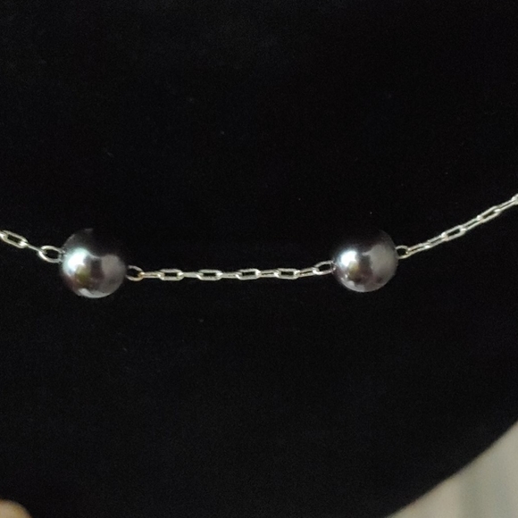 Roman RMN Grey Pearl/Silver Chain Choker Necklace - Picture 3 of 4